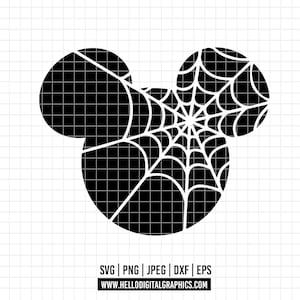 469 - Mickey's Spider Web SVG, EPS, PNG - Disneey Halloween Clipart Vector. Mickey head spider halloween svg. Disneey Halloween dtf