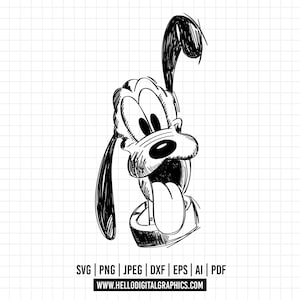 1017: Pluto-schets, SVG, png, eps. Het geluk van Pluto clipart Vector. Pluto overzicht dtf. Pluto-lijntekeningen. Disney Pluto dtf