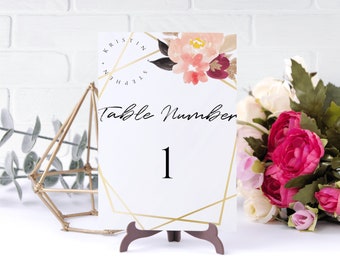 Editable Table Number Floral Template