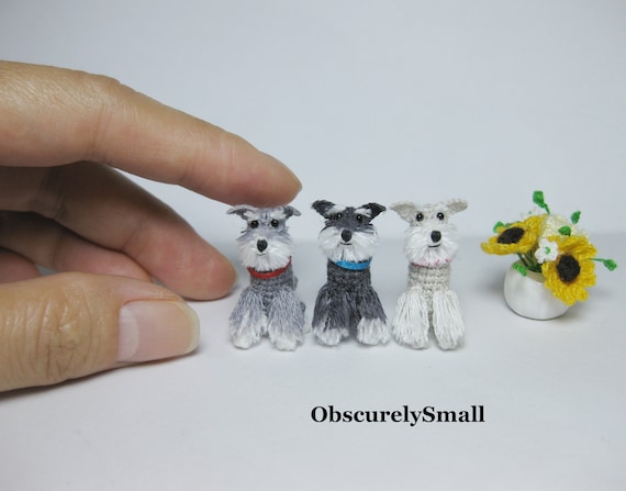 小さなかぎ針編みのシュナウザー - 編みぐるみ犬 - オーダーメイド