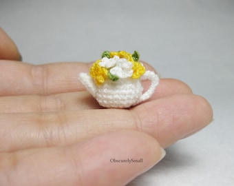 Maceta de crochet pequeña: decoración para casa de muñecas en miniatura