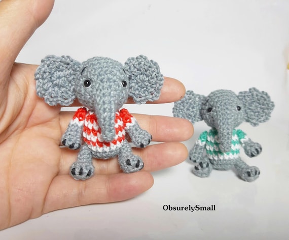 Tiny Crocheted Elephant: Miniature Cotton Amigurumi