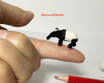 Tiny Crochet Tapir: Miniature Amigurumi Tapir.