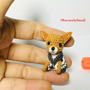 Crochet Chihuahua - Mini Chihuahua Crocheted - Tiny Dollhouse - Amigurumi dog - Made to order.