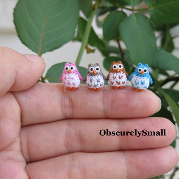 Extreme Miniature Crochet Owl - Amigurumi Owl - Made to Order