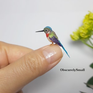 Ruby Throated Hummingbird - Tiny Crocheted Bird - Miniature Ruby Throated Hummingbird  - Crochet Bird