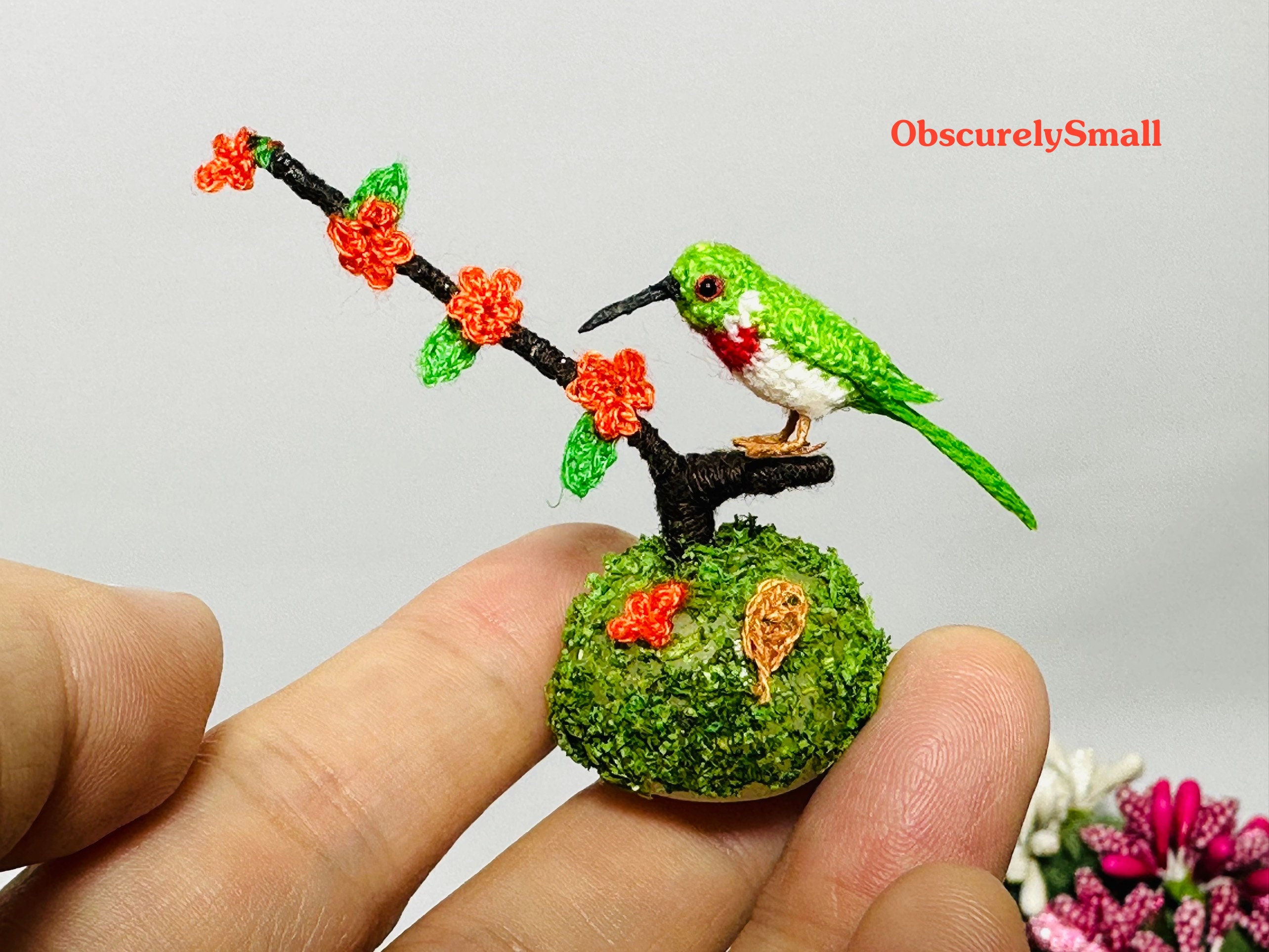 Tiny Crocheted Ruby Throated Hummingbird Miniature Figurine - Etsy