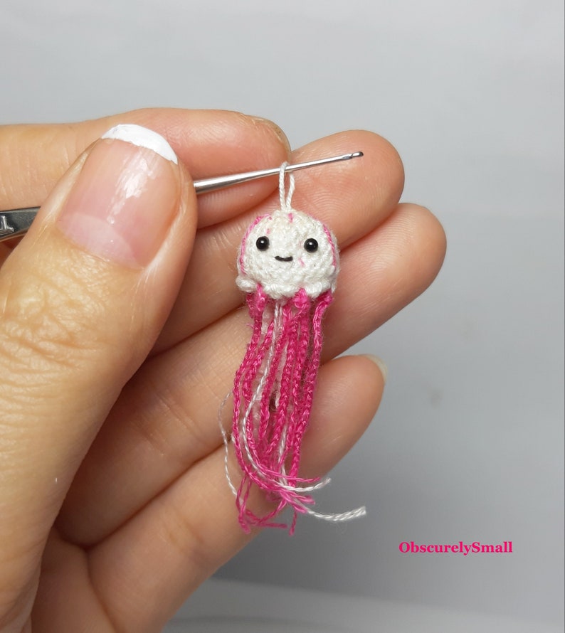 Tiny Crochet Jellyfish   Amigurumi  Jellyfish  Made to Order pink and white