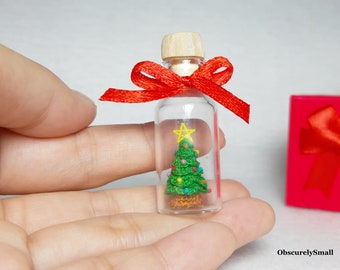 Amigurumi Christmas Tree in a Bottle - Miniature Holiday Decor