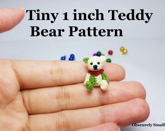 Tiny One Inch Teddy Bear Pattern - Amigurumi Bear - PDF Files Instant Download