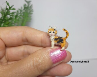 SALE OFF ITEMS - Tiny Crochet Cat - Micro Cat Crochet - Miniature Cat -  Amigurumi Tiny Cat