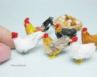 Poulets au crochet miniatures - Poulets Amigurumi - Fait sur commande