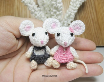 Tiny Crochet Mouse Couple - Amigurumi Mouse - Made to Order