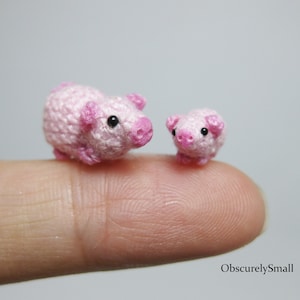 Crochet Tiny Pig Family - Amigurumi Pig - Made to Order