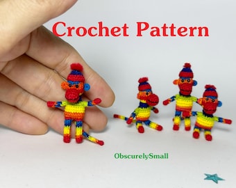 Tiny Crochet Colorful Monkey Pattern: Miniature Amigurumi (PDF Files)