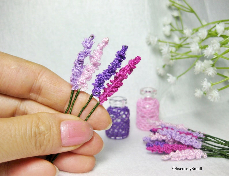 Tiny Crochet Lavender Flower Pot Amigurumi Flower Made to Order image 3