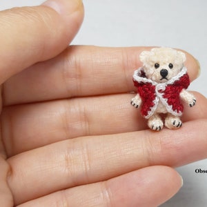 Tiny Fluffy Miniature 1 Inch Teddy Bear - Amigurumi Bear - Made to Order