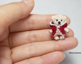 Tiny Fluffy Miniature 1 Inch Teddy Bear - Amigurumi Bear - Made to Order