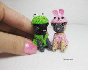 Tiny Crochet Pug - Amigurumi Hond - Made to Order