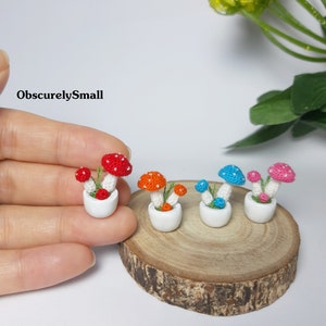 Tiny Crochet Mushrooms: Miniature Plant Bowl, Handmade Decor