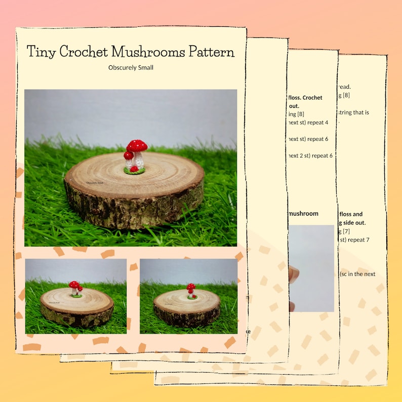 Miniature Crochet Mushroom Pattern Amigurumi Pattern PDF Files Instant Download image 2