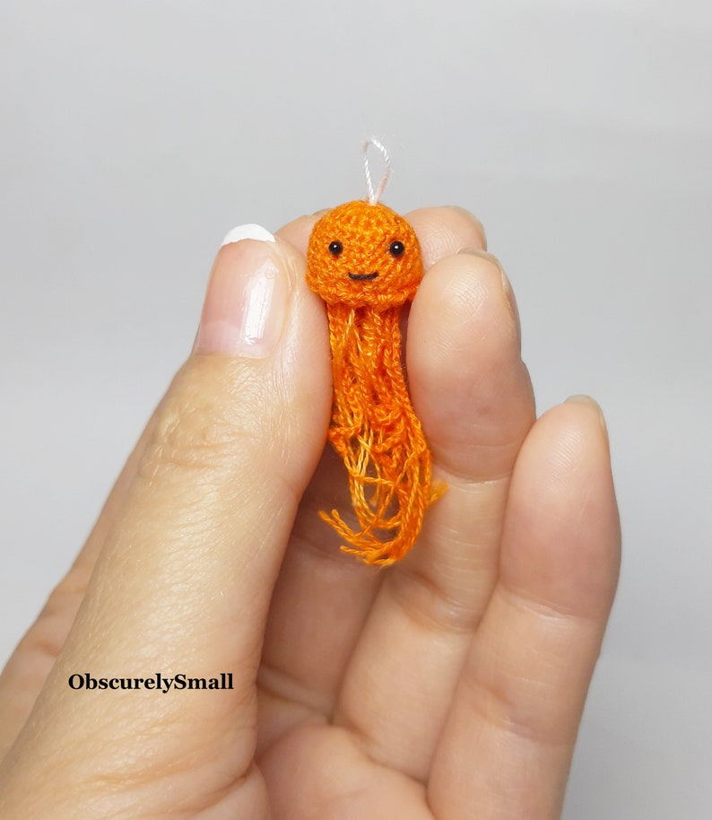 Tiny Crochet Jellyfish   Amigurumi  Jellyfish  Made to Order Orange