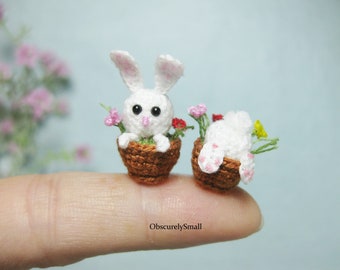 Tiny Crochet Easter Rabbit in a pot - Amigurumi Rabbit - Amigurumi Easter - Made to Order