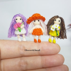Doll - Tiny Doll - Amigurumi Doll - Crochet Girls - Miniature Doll - MADE TO ORDER