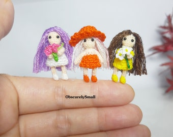 Doll - Tiny Doll - Amigurumi Doll - Crochet Girls - Miniature Doll - MADE TO ORDER