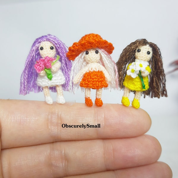 Doll - Tiny Doll - Amigurumi Doll - Crochet Girls - Miniature Doll - MADE TO ORDER