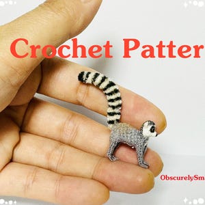 Virkat mönster för ringstjärtad lemur: Amigurumi-miniatyr (PDF-mönster)