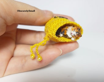 Miniature Calico Cat - Amigurumi Tiny Cat - Micro Crochet Cat - Amigurumi Stuffed Animal - Made to Order