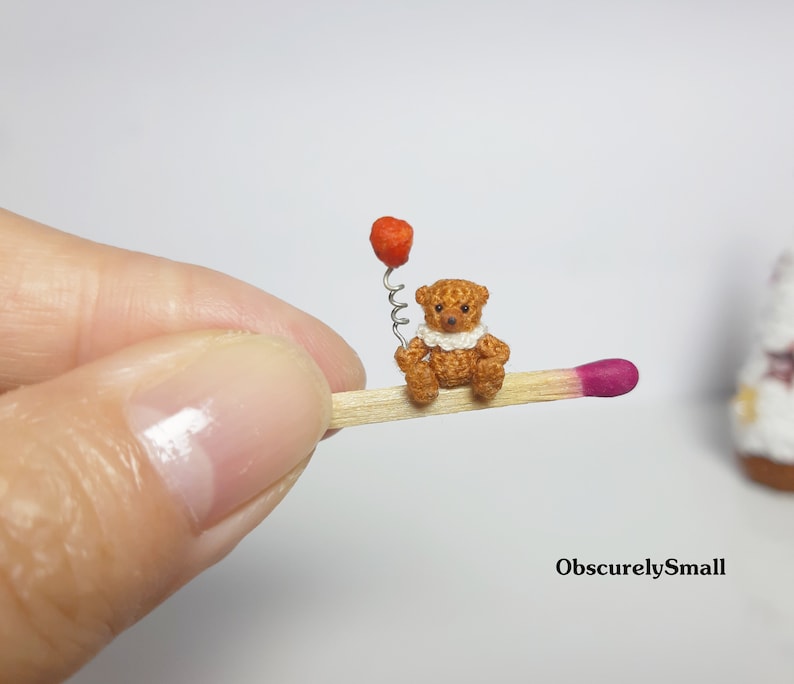 Micro crochet bear Tiny Bear Amigurumi Animals Dolls House Toys image 1