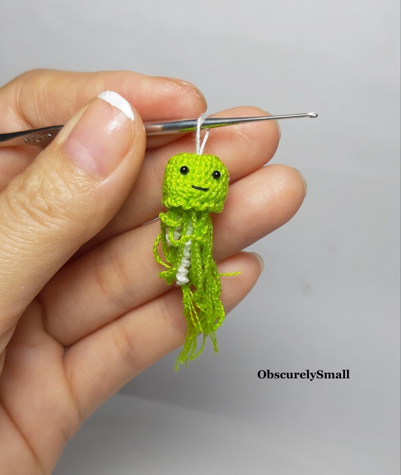 Tiny Crochet Jellyfish   Amigurumi  Jellyfish  Made to Order Green