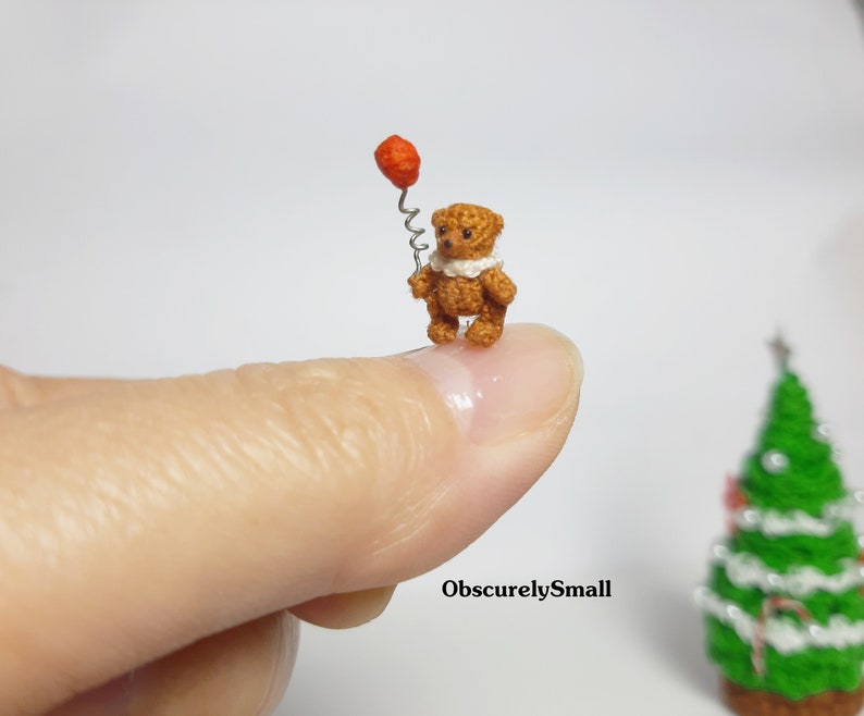 Micro crochet bear Tiny Bear Amigurumi Animals Dolls House Toys image 9