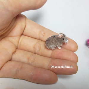 Hamster Crochet Micro Hamster Tiny Crochet Dollhouse Miniature Animal Made To Order Gray