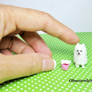 Tiny Crochet White Pomeranian - Amigurumi Dog - Made to Order
