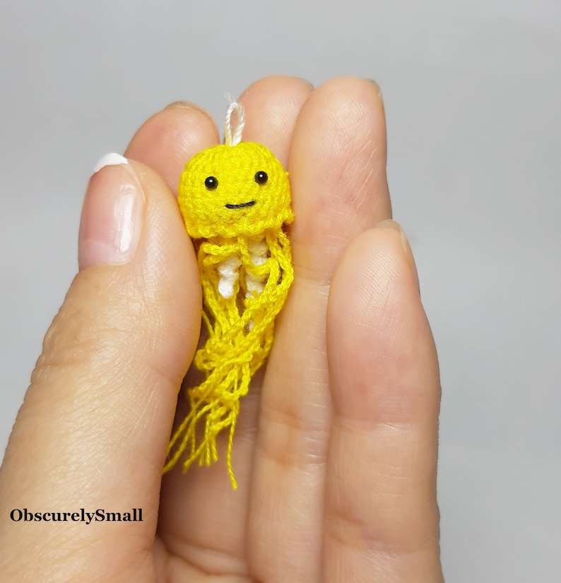 Tiny Crochet Jellyfish   Amigurumi  Jellyfish  Made to Order Yellow