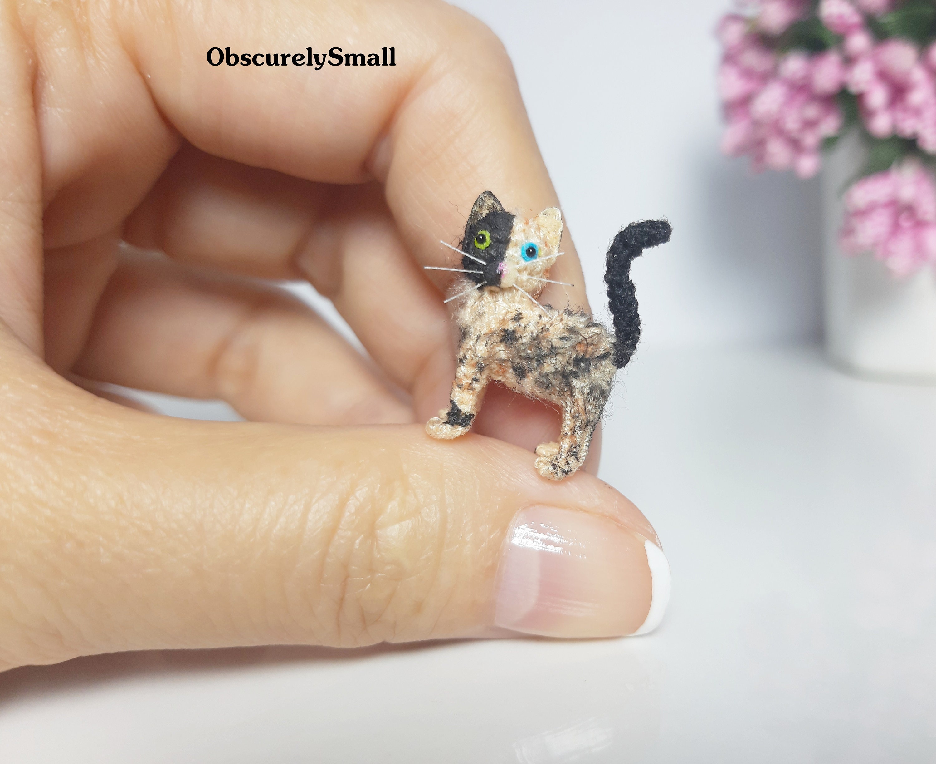Tiny Crochet Cat: Micro Amigurumi Stuffed Animal (0.6 Inch) - Etsy