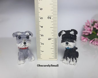 ミニチュアクロシェシュナウザー - 編みぐるみ犬 - ミニぬいぐるみ犬