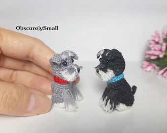 ミニチュアクロシェシュナウザー - 編みぐるみ犬 - ミニぬいぐるみ犬