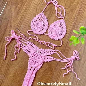 Conjunto de bikini de crochet - Bikini de crochet - Bikini de crochet hecho a mano - Conjunto de bikini - Ropa de festival - Ropa de playa - Traje de baño de dos piezas de verano.