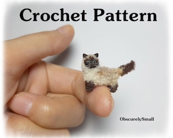 Patrón de gato himalayo de ganchillo en miniatura: Amigurumi (patrón en PDF)