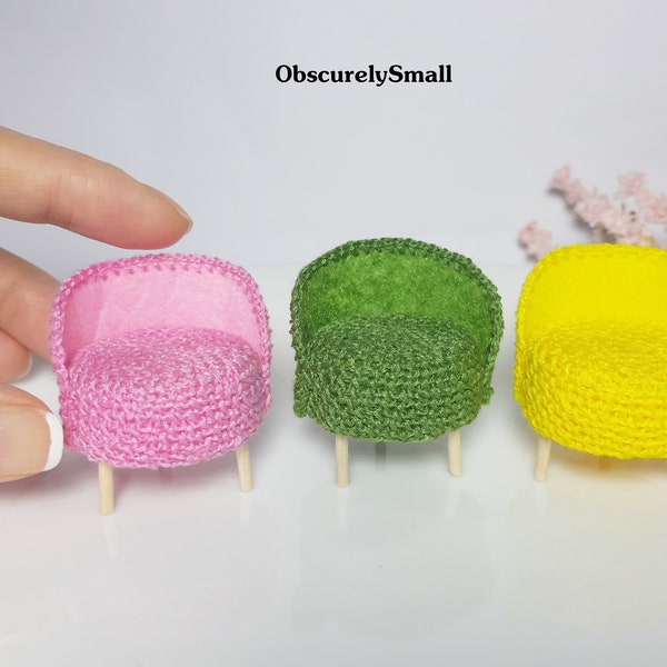 Chaise poupée - Mini Crochet chaise - Crochet Amigurumi Fauteuil - Poupée Maison - Crochet chaise