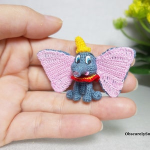 Miniature Elephant crochet - Tiny Crocheted doll , Amigurumi Elephant, Made To Order