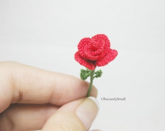 Miniature Crochet Red Roses - Amigurumi Flowers - Made to Order