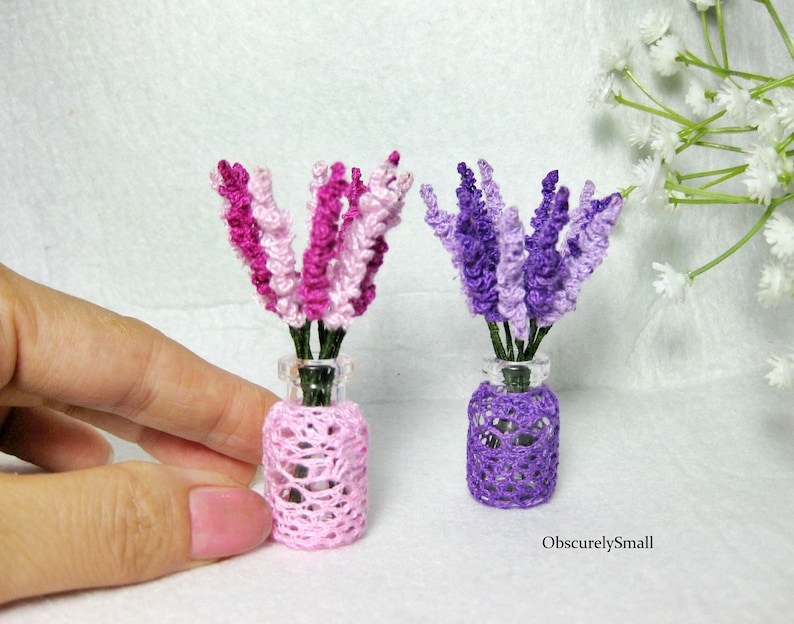 Tiny Crochet Lavender Flower Pot Amigurumi Flower Made to Order image 1