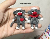 Crochet Sock Monkey: 2" Mini Amigurumi, Made To Order