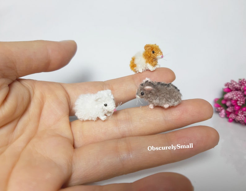 Hamster Crochet Micro Hamster Tiny Crochet Dollhouse Miniature Animal Made To Order image 3