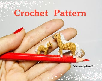 Miniature Crochet Horse Pattern – Amigurumi Big & Baby Horse (PDF Download)